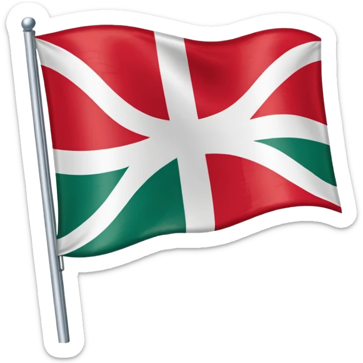 Una bandera del pais basko el rojo en forma de x y una cruz blanca el fondo rojo sticker