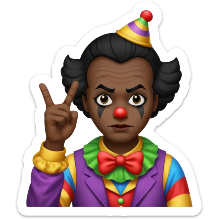 pessoa morena de cabelo preto com maquiagem de palhaço fazendo 👎 sticker