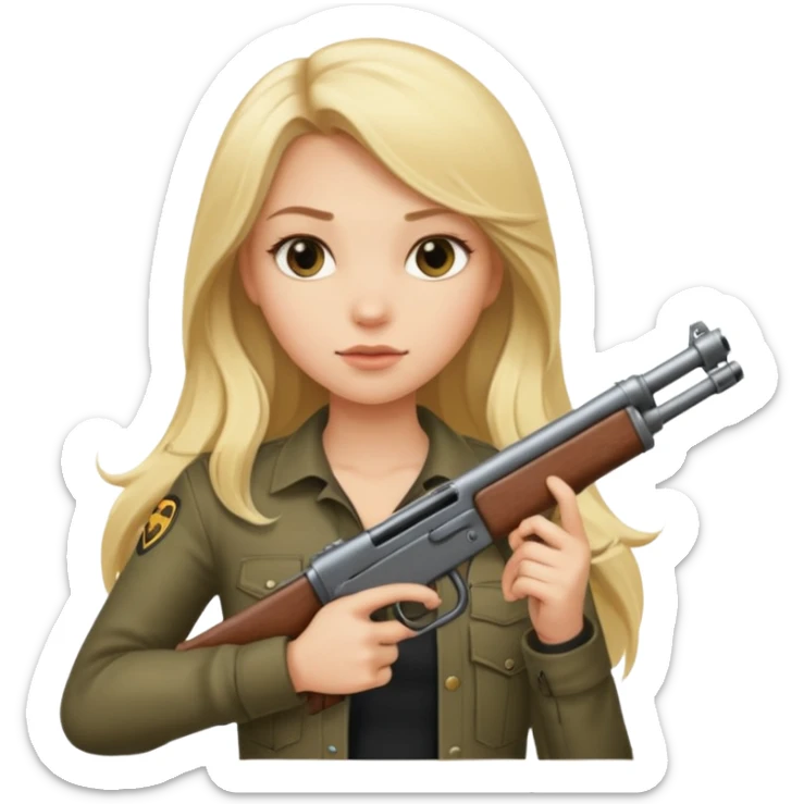 Beautiful blonde Long Hair Gangsta girl with a big gun sticker