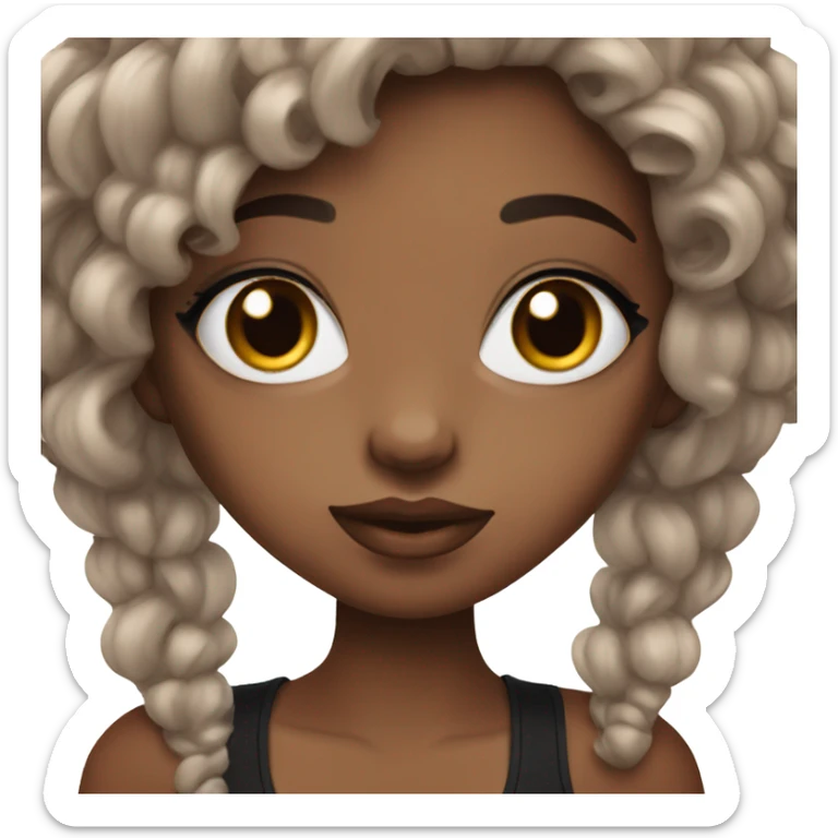 girl with dark red hair blue eyes and black eyelashes rich model sticker