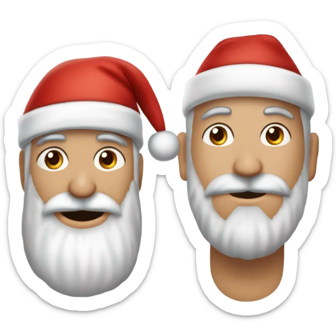 um rapaz esbelto moreno, de olhos castanhos, esbelto com barba rala e um gorro de papai noel na cabeça sticker