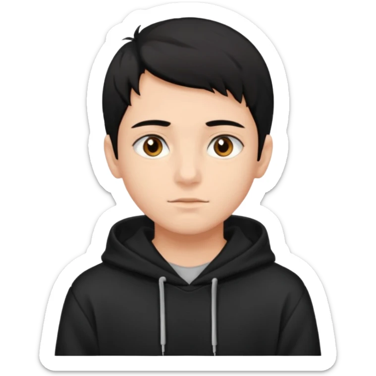 Chłopak brązowe oczy czarne włosy bluza czarna i taki bardziej żeby wyglądał na 18 latka sticker