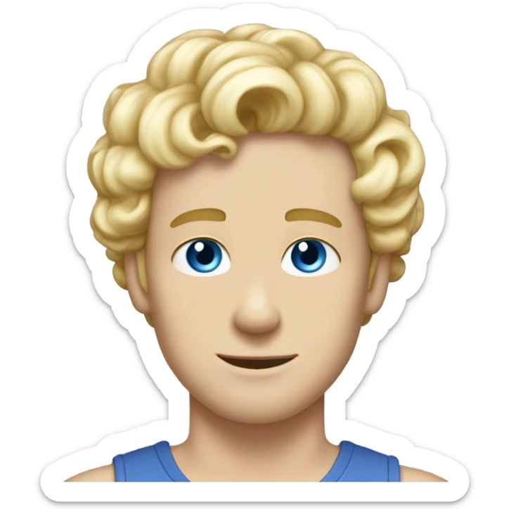 full body light curl blonde 30yo man blue eyed pale skin sticker