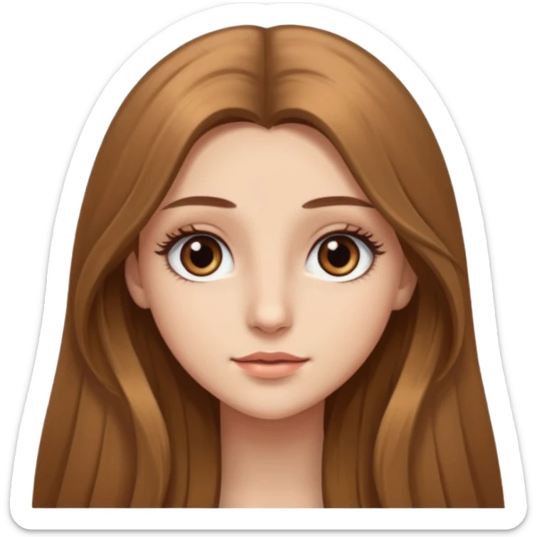  Light brown very long hair girl with brown eyes with big eyelashes  sticker