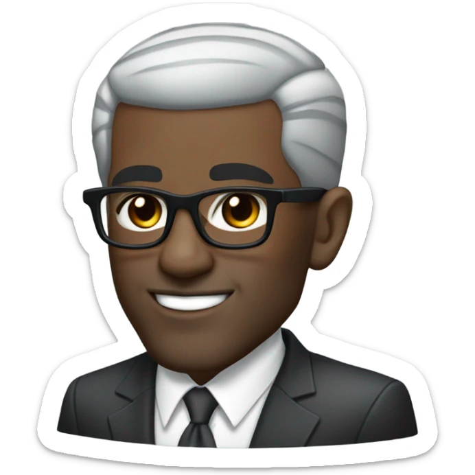 deon sanders with round face and suit and glasses and buzz cut and small eyes and over 50 small gray bearded receding hairline and small black eyes sticker
