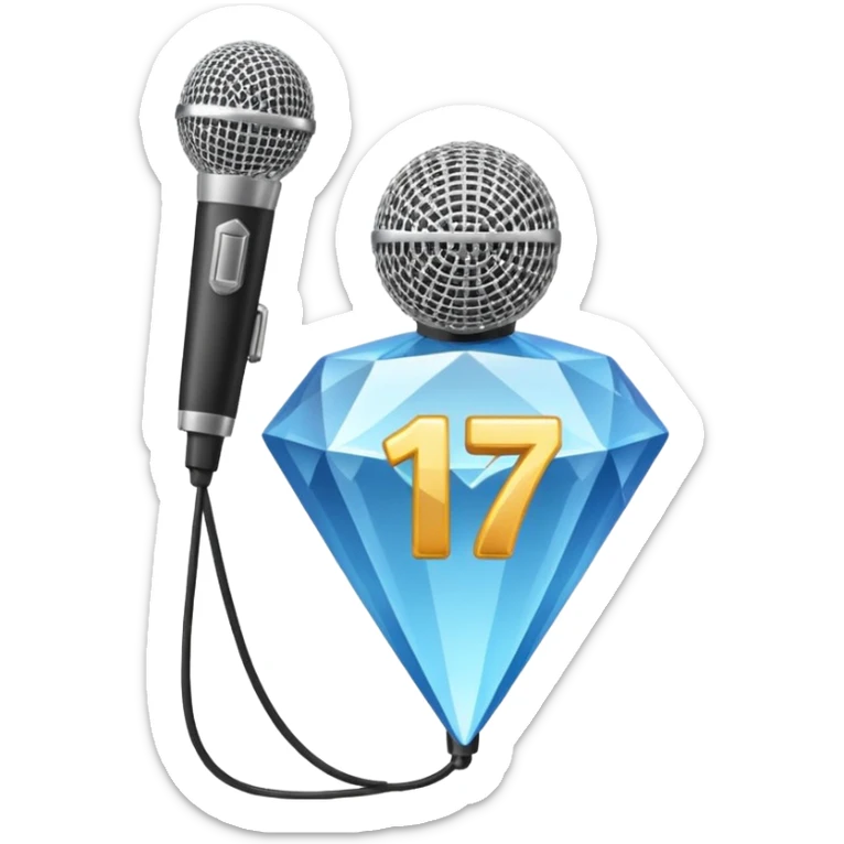 I want these emojis 💎🎤 in one frame with the number 17 I don't want a girl or boy in the pictures. sticker