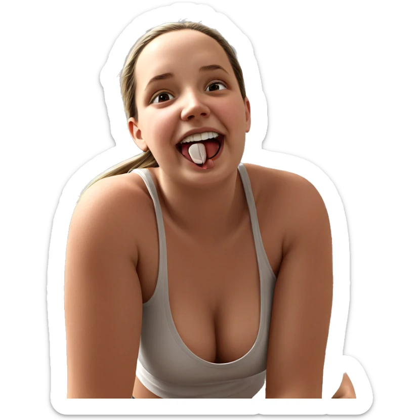 realistic girl in tank top sticker