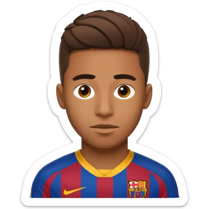 Lamine Yamal, Barcelona football club player, in the 2025 Barca kit, iOS style emoji, HD, precise details, expressive face sticker