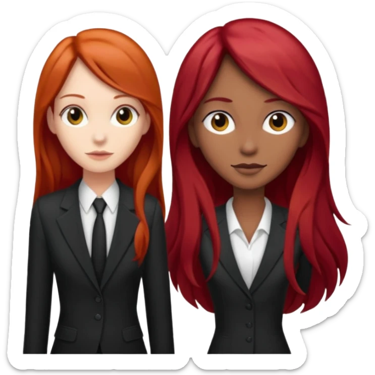 Mujer flaca con cabello largo color rojo color de piel blanca, hombre de color medio moreno con cabello color negro, flaco sticker