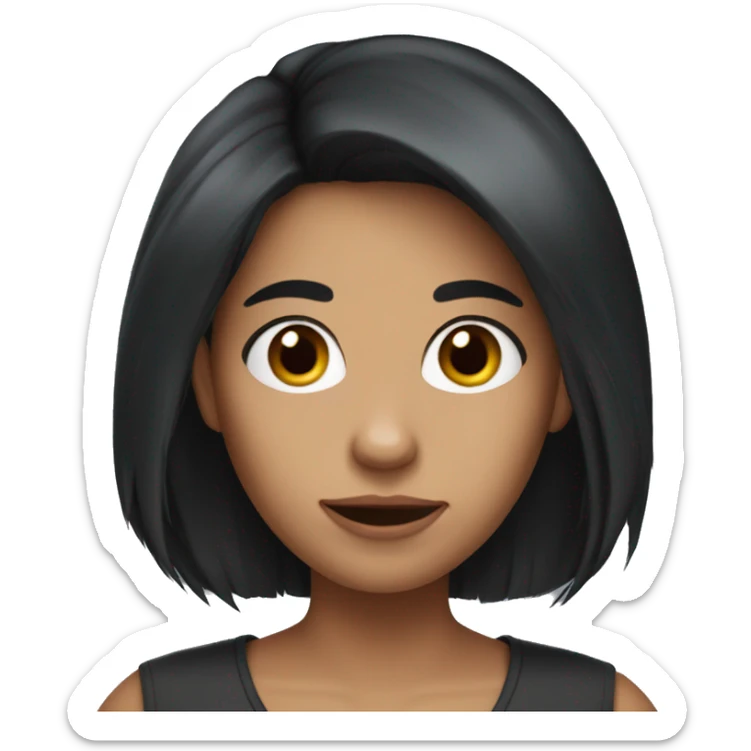 An adult woman who looks like a hamster with long black hair without bangs sticker