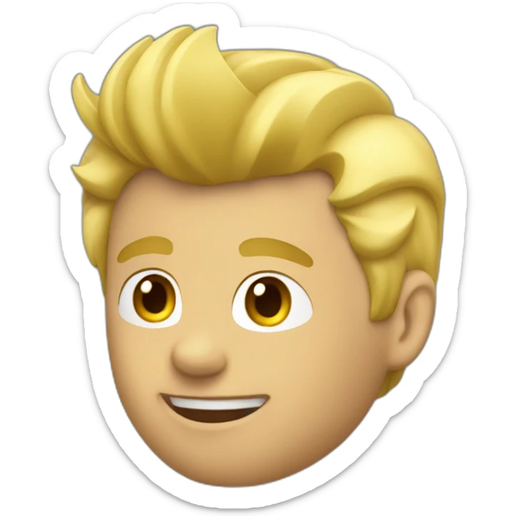 Man wearing Apple logo shirt with blonde faux hawk hair working in QA sticker