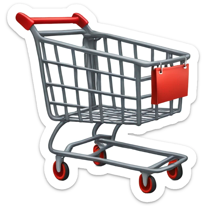 A shopping cart without wheels, symbolizing a stuck order or lack of sales. sticker