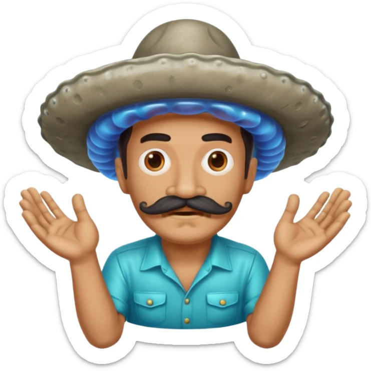 Un portugais avec une moustache mexicaine avec du ciment dans les mains  sticker