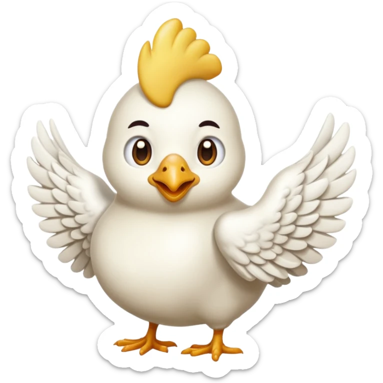 Me podrías hacer un emoji de un pollo con alas de ángel y cuernos de pony sticker