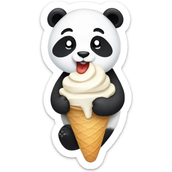 Panda eating ice cream sticker