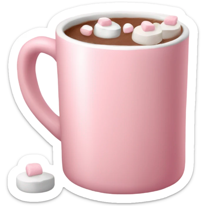 Light Pink mug of hot chocolate with marshmallows  sticker