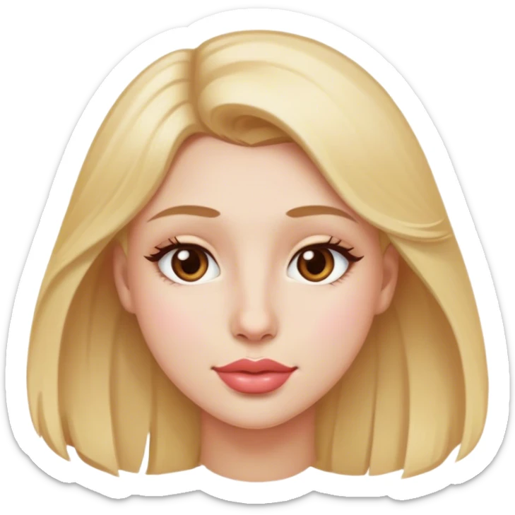Cabello rubio, piel blanca, ojos cafés claros, labios rosa, nariz bonita  sticker