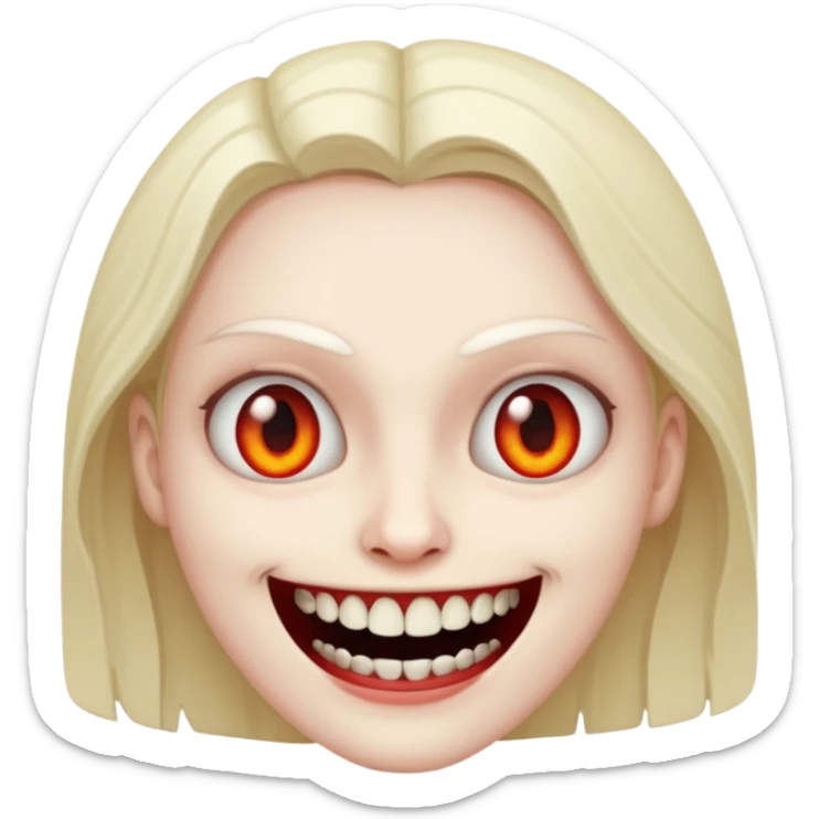A emoji in which there is a deadly smile like toji from jujutsu kaisen and he is looking towards me scary way sticker