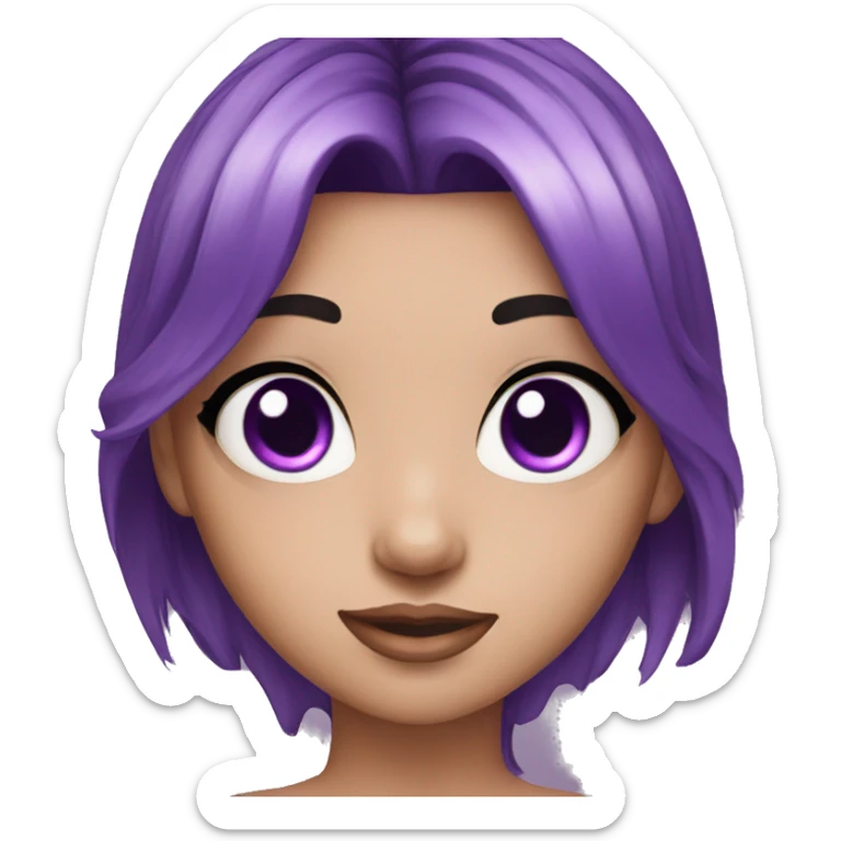 girl with black and purple hair with purple headpiece and purple eyes sticker
