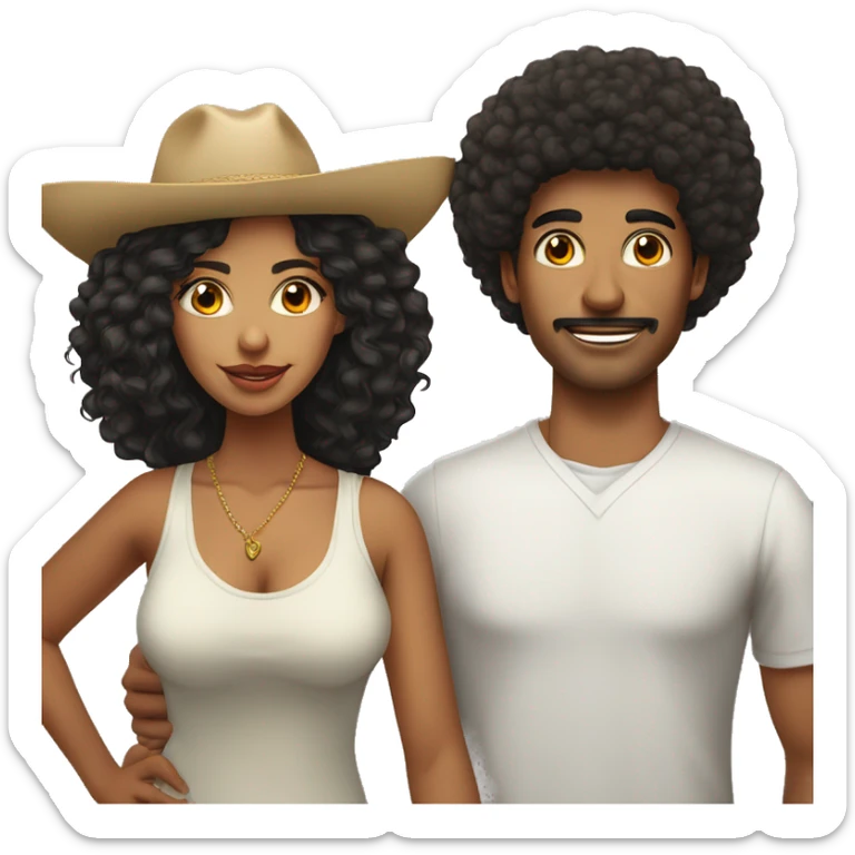 Mexican man and Afro Latina women couple pair young 20’s sticker