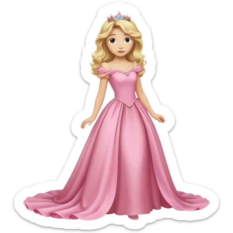 blond wavy beautiful princess full body in pink dress dress elegant sticker