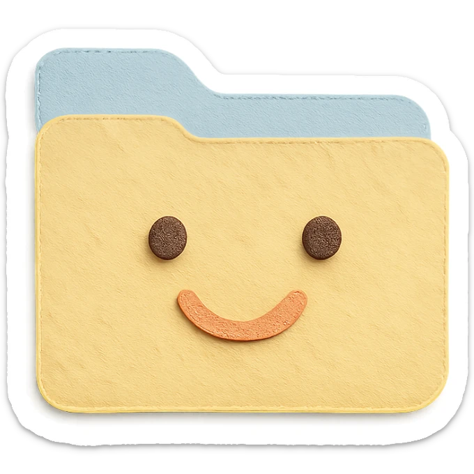 soft pastel aesthetic file folder sticker icon with a smiling face accent sticker