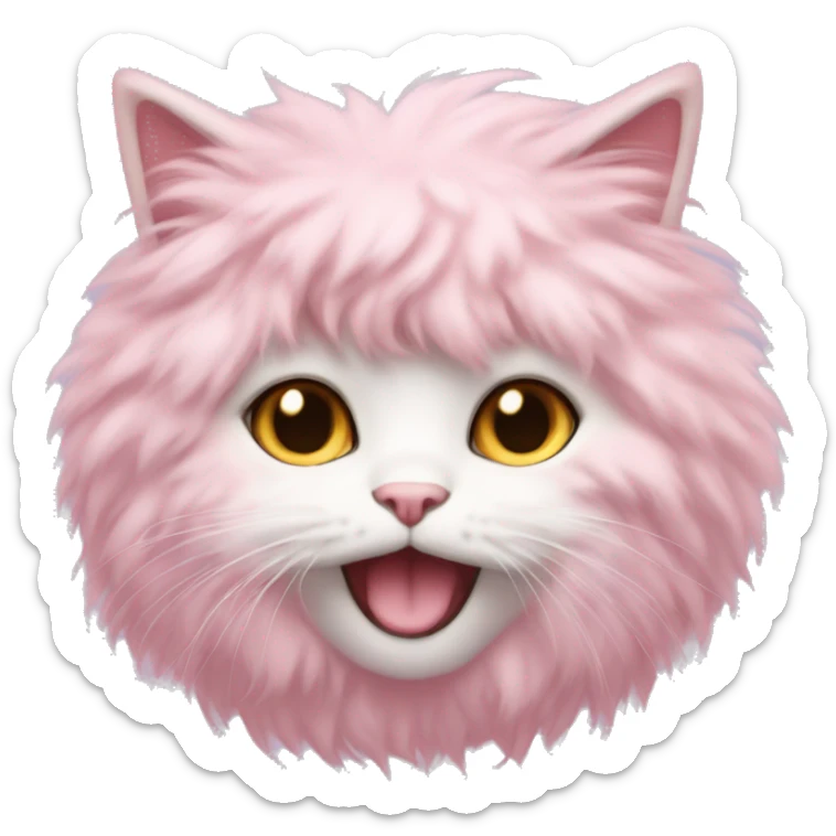 Can you make me an emoji of a fluffy cat in pastel pink? sticker