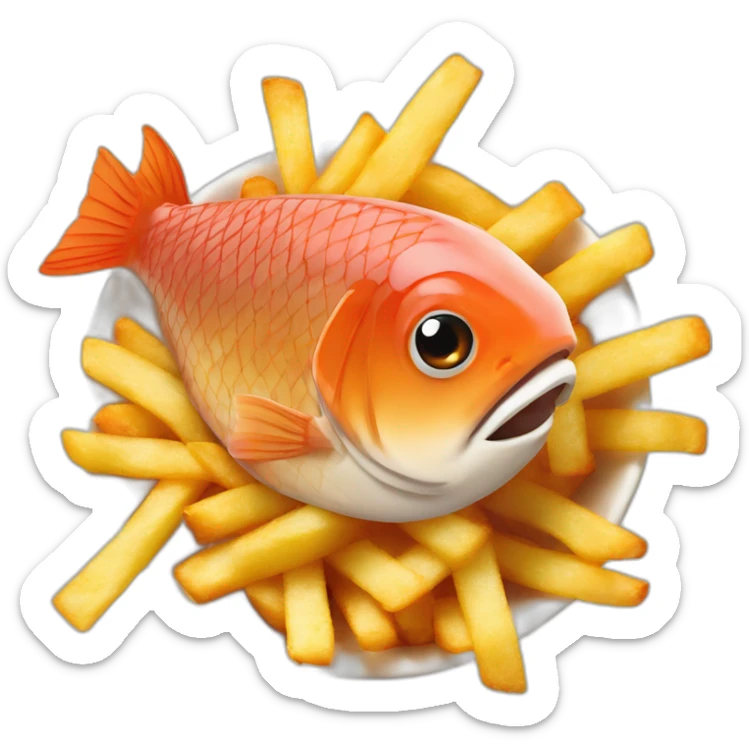 Kibbelibg fish in a french fries Like Bowl/plate sticker