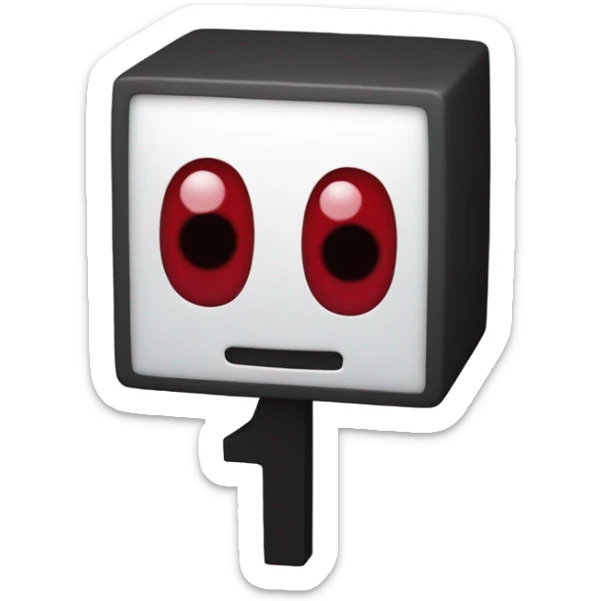 Numberblock 1 with one eye dark red limbs and a number 1 on the top of the head sticker