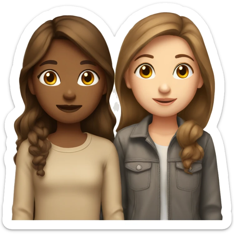 brown haired girl and light brown haired girl kissing sticker