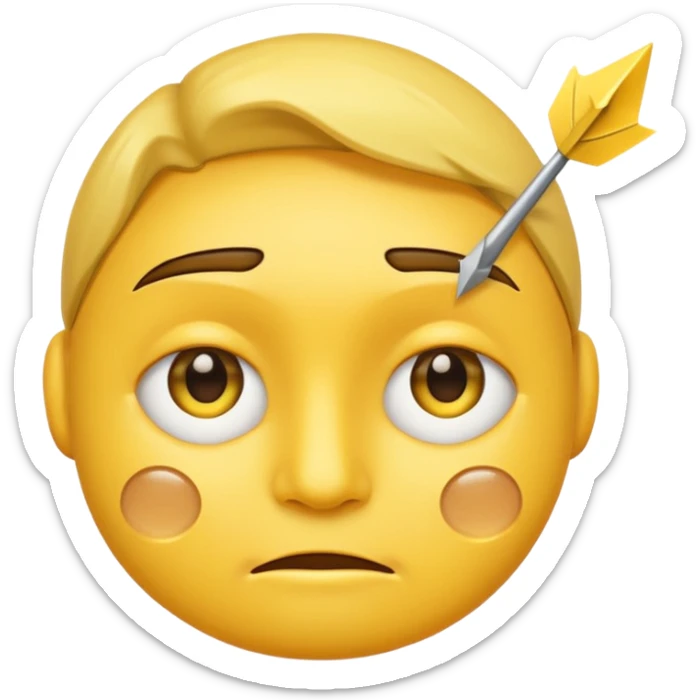 smile,two tears, arrow lke eyes and head tilted a little emoji yellow sticker