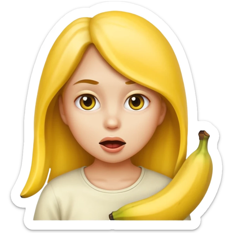 Girl emoji eating banana in suspicious way sticker