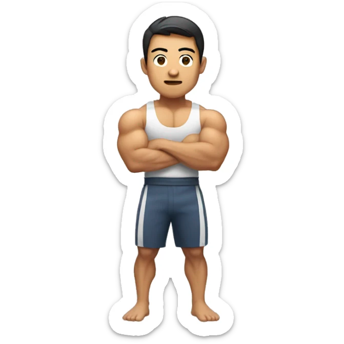 buff gym asian man full body making a 'I want you' face  sticker