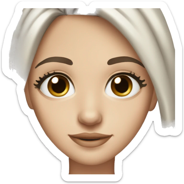 skinny white girl with brown dark hair and brown eyes with eyeliner and long lashes sticker