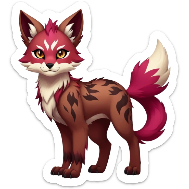 Vibrant dark edgy badass cool Falvie-Fionbri-creature-fursona, full body, with random markings sticker