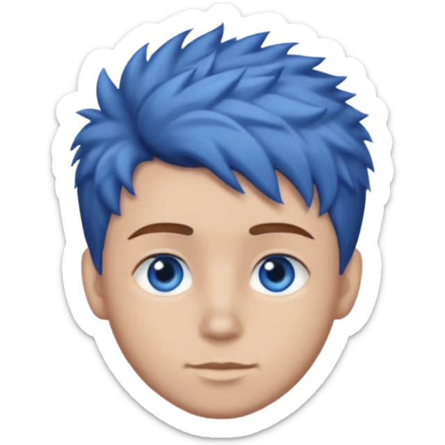brown hair, blue eyes, textured hair, fluffy, taper fade sticker