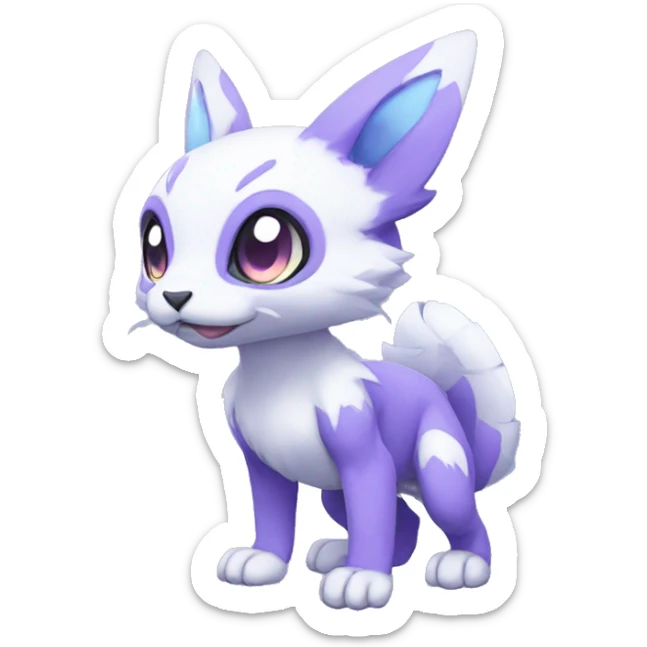 Cute cool purple white blue animal hybrid Fakemon full body sticker