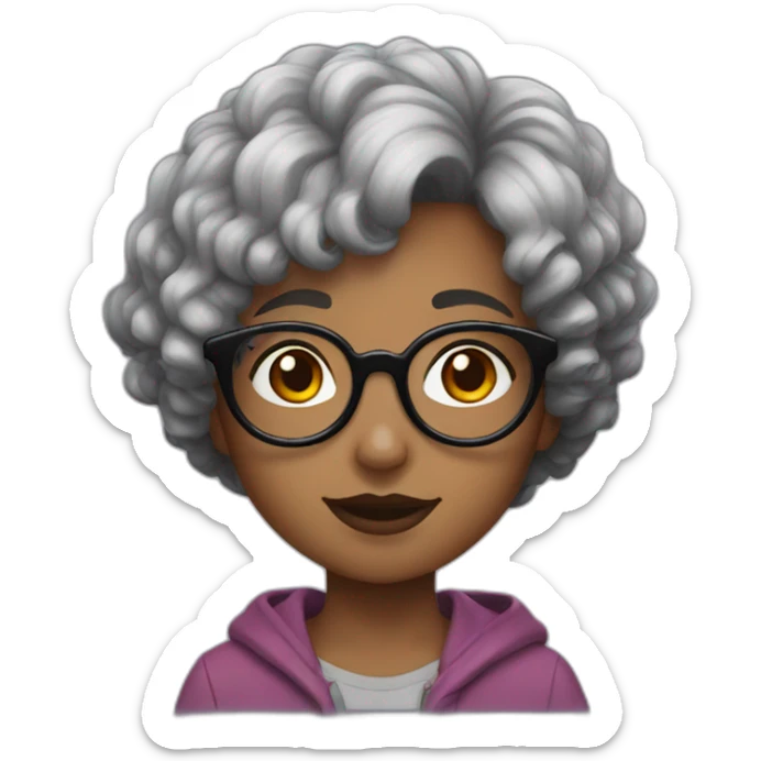 girl with short curly dark brown hair and harry potter glasses sticker