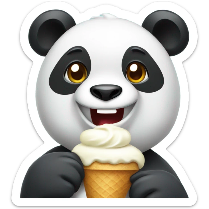 Panda eating ice cream sticker