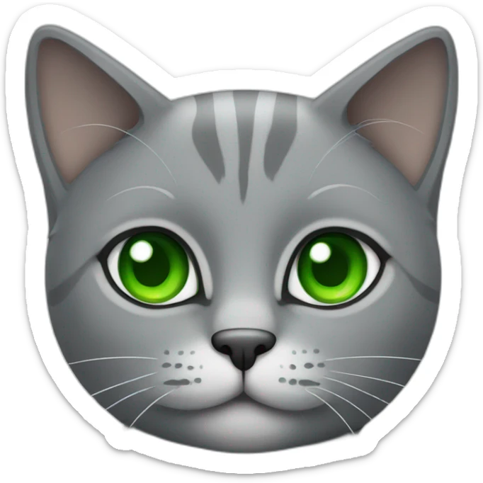 grey cat with green eyes sticker