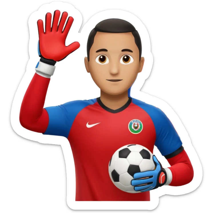 Keylor NavasK camisa roja de Costa Rica  y guantes de portero qué el escudo de costa  rica sea la bandera dentro de un circulo blanco  sticker