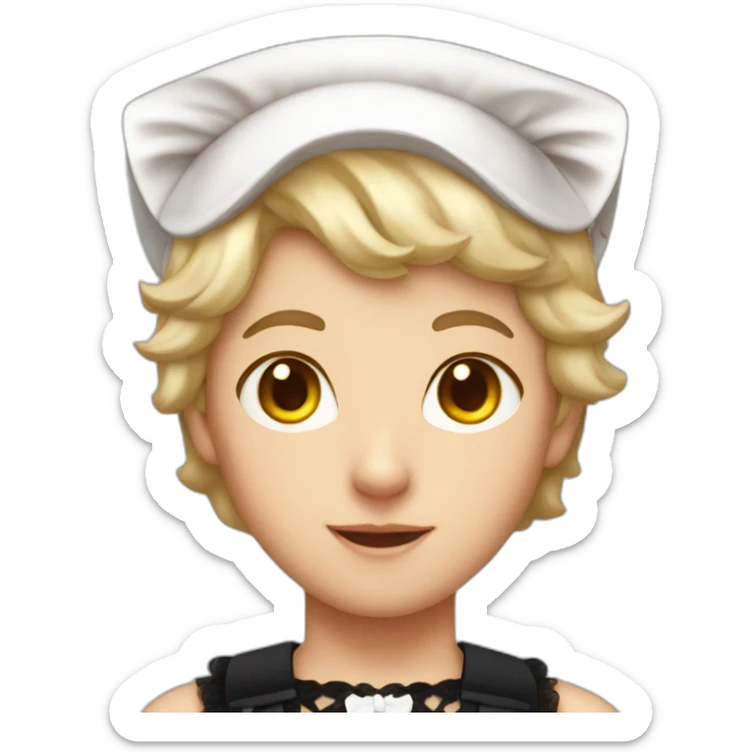 Boy with a french maid outfit and cat ears on his head sticker