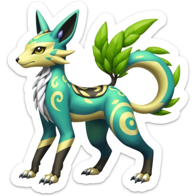  Exotic Tropical Meloetta-Zygarde-Zeraora-Renamon-Protogen-Palkia-hybrid-fusion-Fakémon-creature, full body sticker