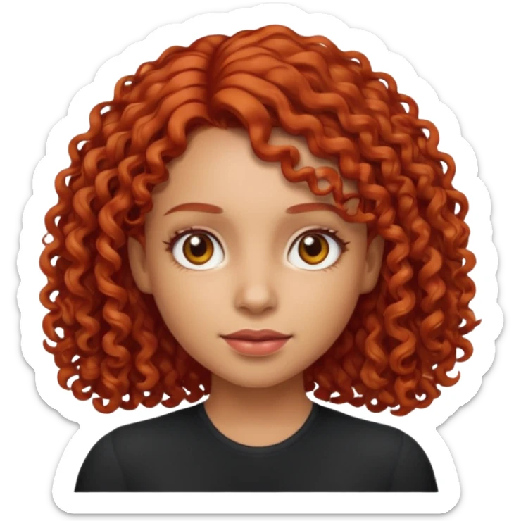 Light skin emoji girl with light brown eyes and shoulder length curly red hair  sticker