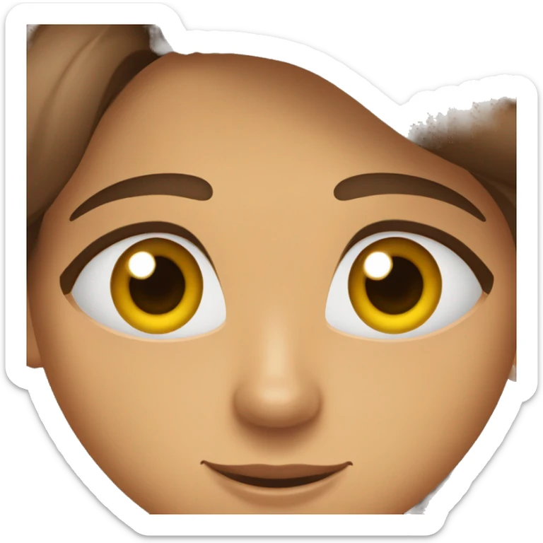 piel bastante clara, pelo marron oscuro y largo por el hombro, ojos marrones sticker