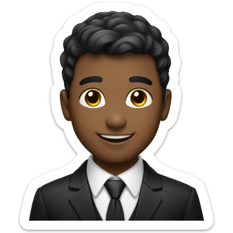 smiling boy wearing black suit with tapper fade haircut sticker