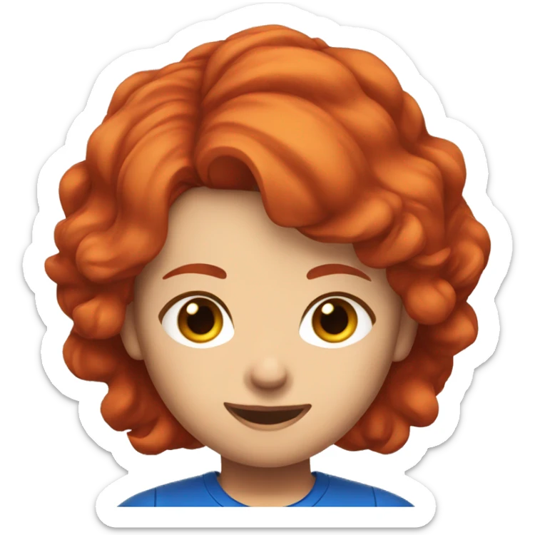 a female esports coach with red hair and blue shirt.  sticker