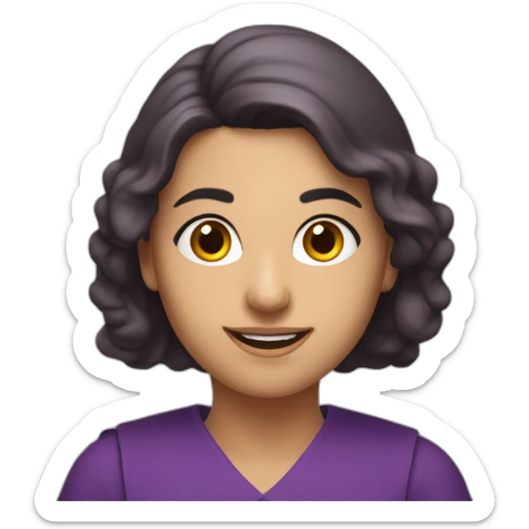 Armenian women with the purple clothes reading book and looking at camera and smiling  sticker