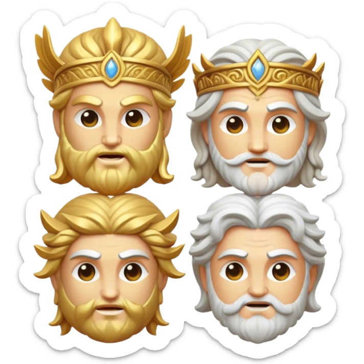 Cinematic Realistic Greek Gods Pop Culture Emoji, featuring mythic portrayals of ancient deities rendered with dynamic, ethereal lighting and classical detail. sticker