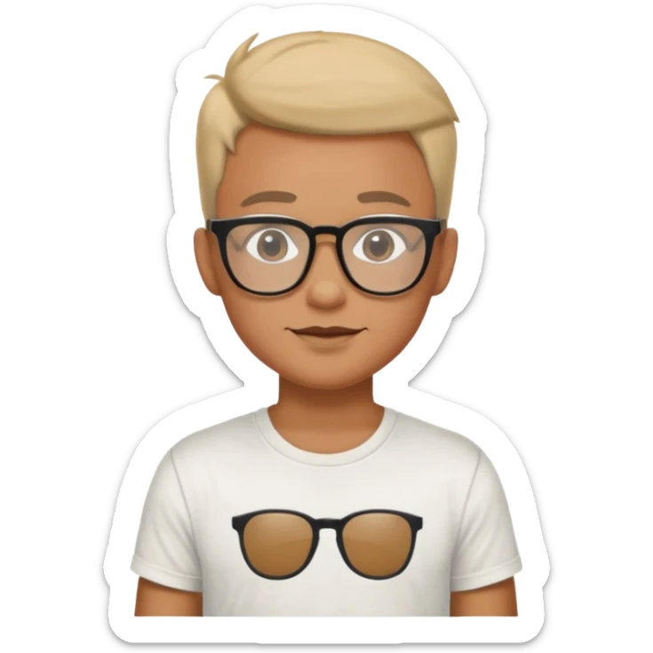 gender neutral character, chest up, graphic t-shirt, hip glasses, friendly expression sticker